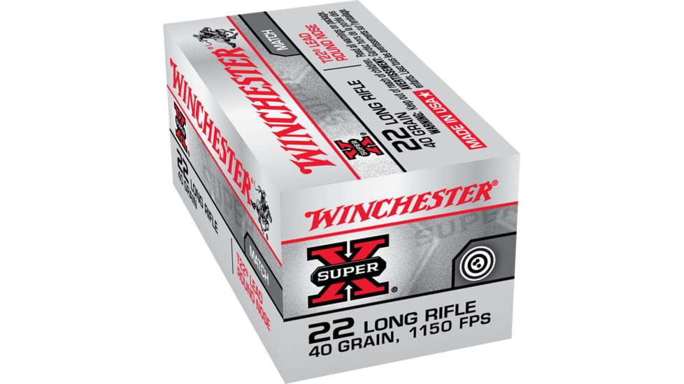 Winchester Super-X RIMFIRE .22 Long Rifle 40 grain T22 Lead Round Nose Rimfire Ammo, 50 Rounds, XT22LR