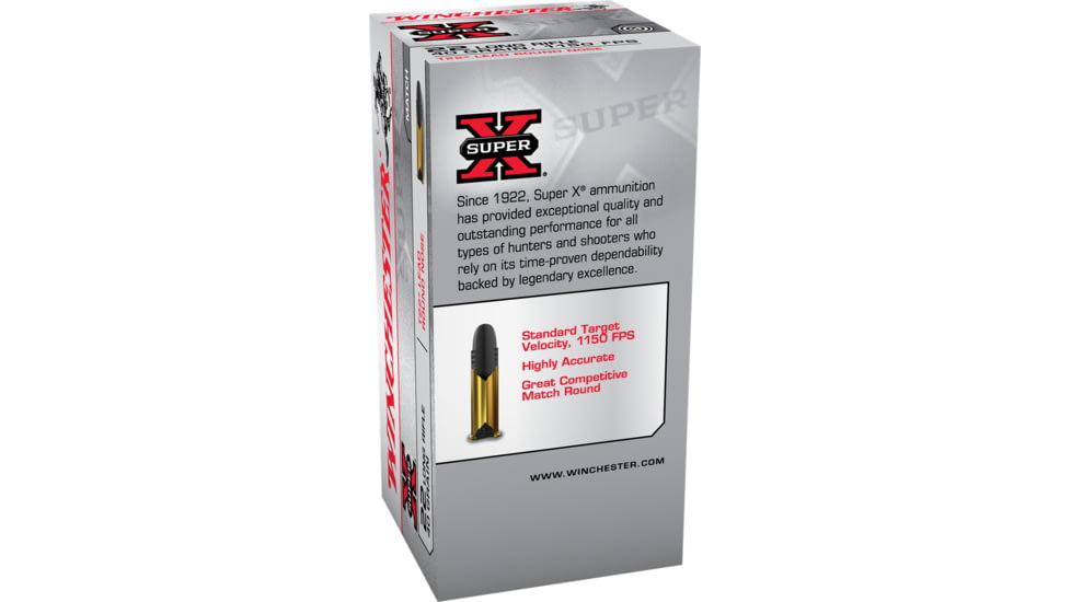 Winchester Super-X RIMFIRE .22 Long Rifle 40 grain T22 Lead Round Nose Rimfire Ammo, 50 Rounds, XT22LR