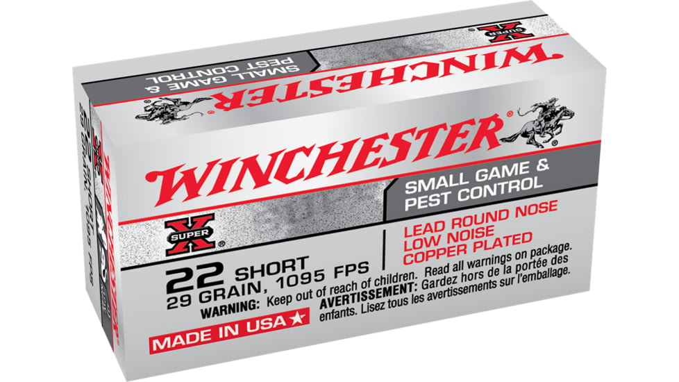 Winchester Super-X RIMFIRE .22 Short 29 grain Copper Plated Lead Round Nose Rimfire Ammo, 50 Rounds, X22S