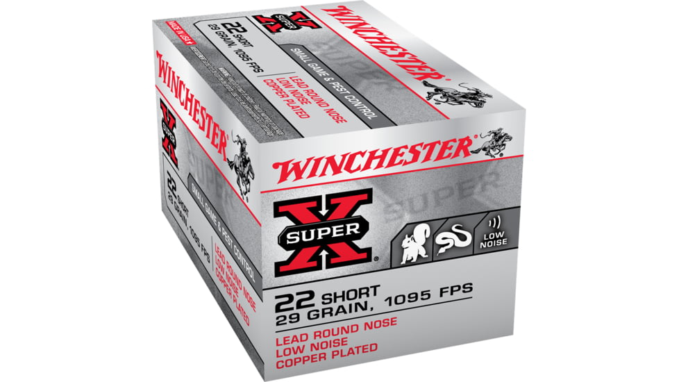 Winchester Super-X RIMFIRE .22 Short 29 grain Copper Plated Lead Round Nose Rimfire Ammo, 50 Rounds, X22S