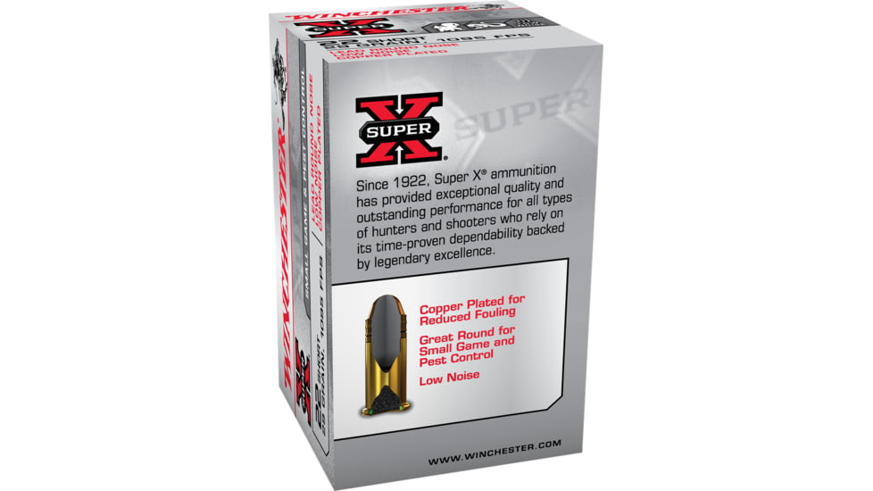 Winchester Super-X RIMFIRE .22 Short 29 grain Copper Plated Lead Round Nose Rimfire Ammo, 50 Rounds, X22S