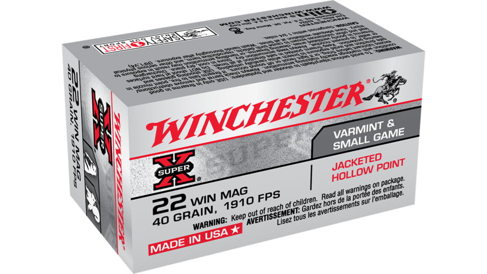 Winchester Super-X RIMFIRE .22 Winchester Magnum Rimfire 40 grain Jacketed Hollow Point Rimfire Ammo, 50 Rounds, X22MH