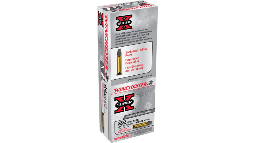 Winchester Super-X RIMFIRE .22 Winchester Magnum Rimfire 40 grain Jacketed Hollow Point Rimfire Ammo, 50 Rounds, X22MH