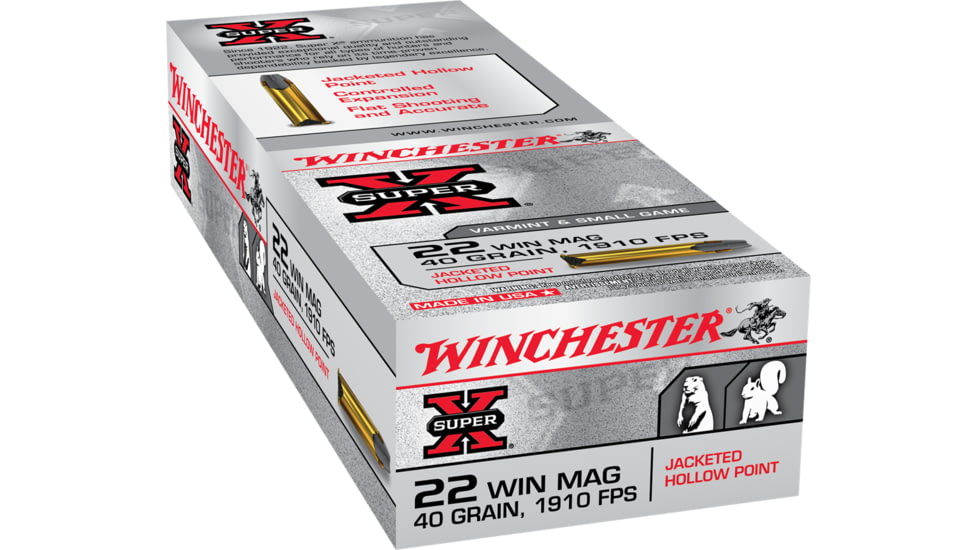 Winchester Super-X RIMFIRE .22 Winchester Magnum Rimfire 40 grain Jacketed Hollow Point Rimfire Ammo, 50 Rounds, X22MH