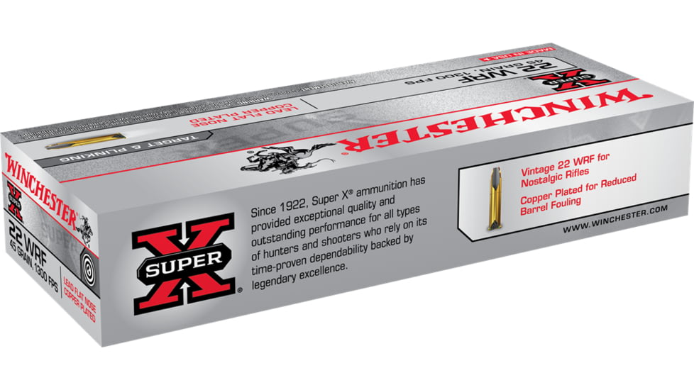 Winchester Super-X RIMFIRE .22 Winchester Rimfire 45 grain Copper Plated Lead Flat Nose Rimfire Ammo, 50 Rounds, 22WRF