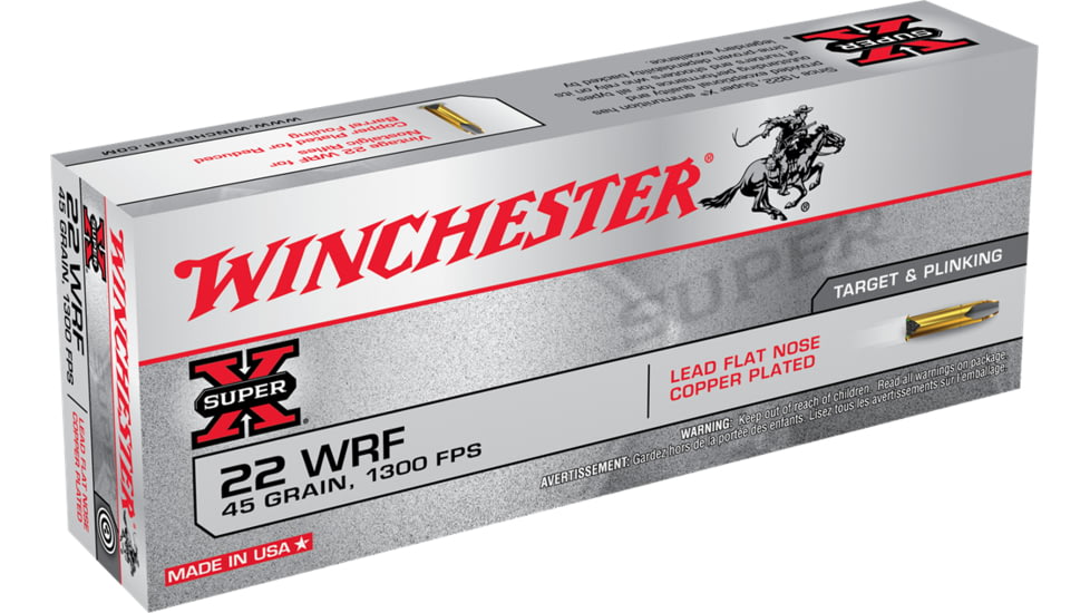Winchester Super-X RIMFIRE .22 Winchester Rimfire 45 grain Copper Plated Lead Flat Nose Rimfire Ammo, 50 Rounds, 22WRF