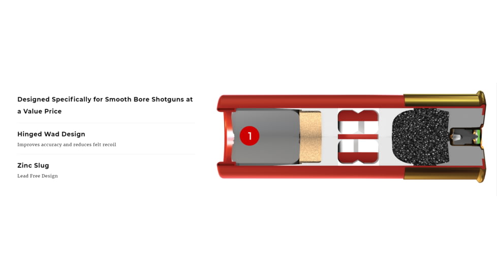 Winchester Super-X Shotgun Slugs, 12 Gauge, Zink Slug, 2.75in Shot Length, 3/4oz Shot Weight, 5 Rounds, X12RS15LF