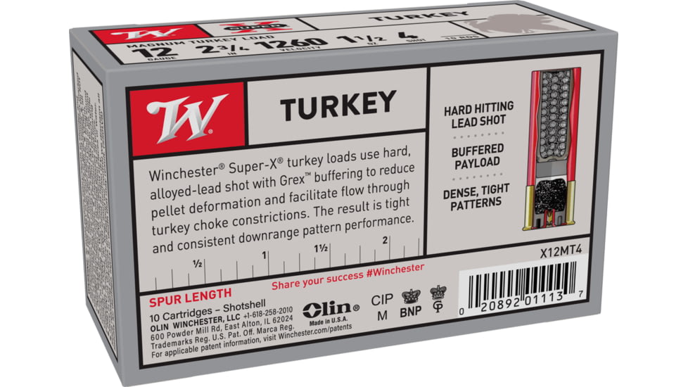 Winchester Super-X Shotshell 12 Gauge 1 1/2 oz 2.75in Centerfire Shotgun Ammo, 10 Rounds, X12MT4