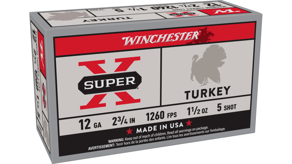Winchester Super-X Shotshell 12 Gauge 1 1/2 oz 2.75in Centerfire Shotgun Ammo, 10 Rounds, X12MT5