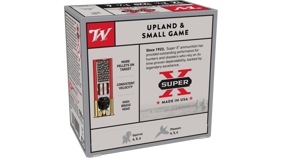 Winchester Super-X Shotshell 12 Gauge 1 1/4 oz 2.75in Centerfire Shotgun Ammo, 25 Rounds, X12P4