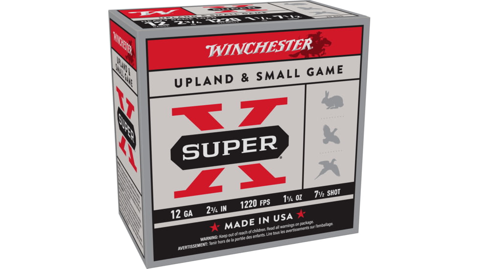 Winchester Super-X Shotshell 12 Gauge 1 1/4 oz 2.75in Centerfire Shotgun Ammo, 25 Rounds, XU12SP7