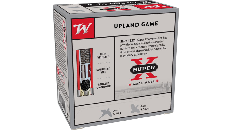 Winchester Super-X Shotshell 12 Gauge 1 1/8 oz 2.75in Centerfire Shotgun Ammo, 25 Rounds, XU12H8