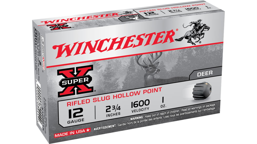 Winchester Super-X Shotshell 12 Gauge 1 oz 2.75in Centerfire Shotgun Slug Ammo, 15 Rounds, X12RS15VP
