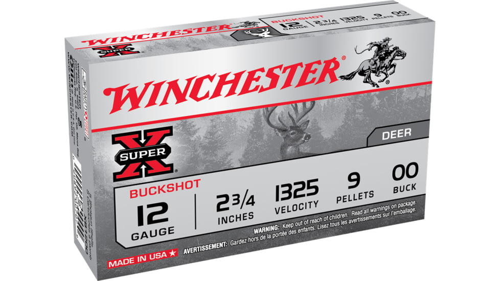 Winchester Super-X 12 Gauge 2.75in, 00 Buck, Centerfire Shotgun Ammo, 15 Rounds, XB1200VP
