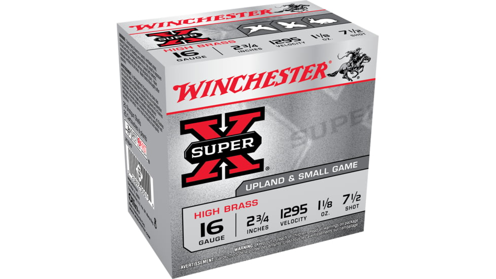 Winchester Super-X Upland 16 Gauge 1.12oz 2.75in Size 7.5 Centerfire Shotgun Ammo, 25 Rounds, X16H7