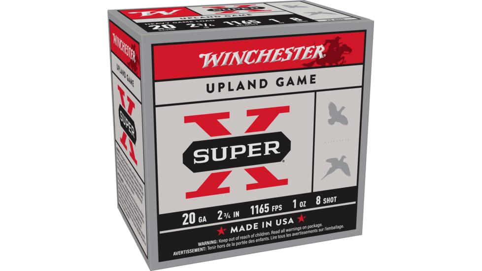 Winchester Super-X Shotshell 20 Gauge 1 oz 2.75in Centerfire Shotgun Ammo, 25 Rounds, XU20H8