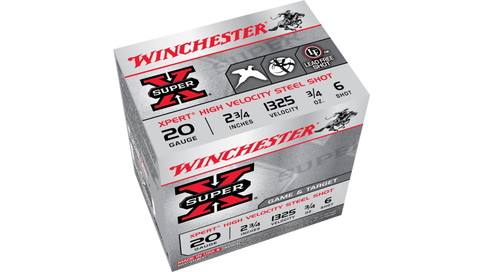 Winchester Super-X Shotshell 20 Gauge 3/4 oz 2.75in Centerfire Shotgun Ammo, 100 Rounds, WE20GTVP6