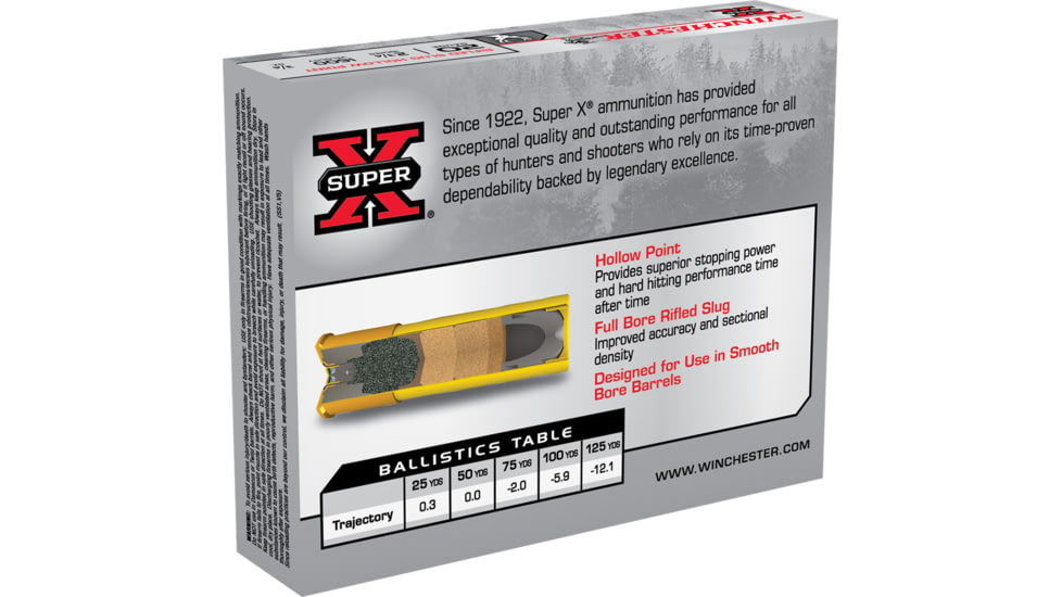 Winchester Super-X Shotshell 20 Gauge 3/4 oz 2.75in Centerfire Shotgun Slug Ammo, 15 Rounds, X20RSM5VP