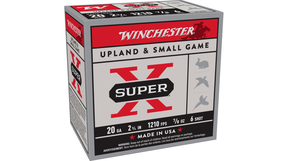 Winchester Super-X Shotshell 20 Gauge 7/8 oz 2.75in Centerfire Shotgun Ammo, 25 Rounds, XU206