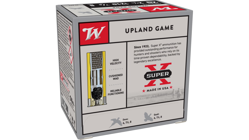 Winchester Super-X Shotshell 20 Gauge 7/8 oz 2.75in Centerfire Shotgun Ammo, 25 Rounds, XU208