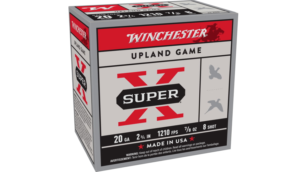 Winchester Super-X Shotshell 20 Gauge 7/8 oz 2.75in Centerfire Shotgun Ammo, 25 Rounds, XU208
