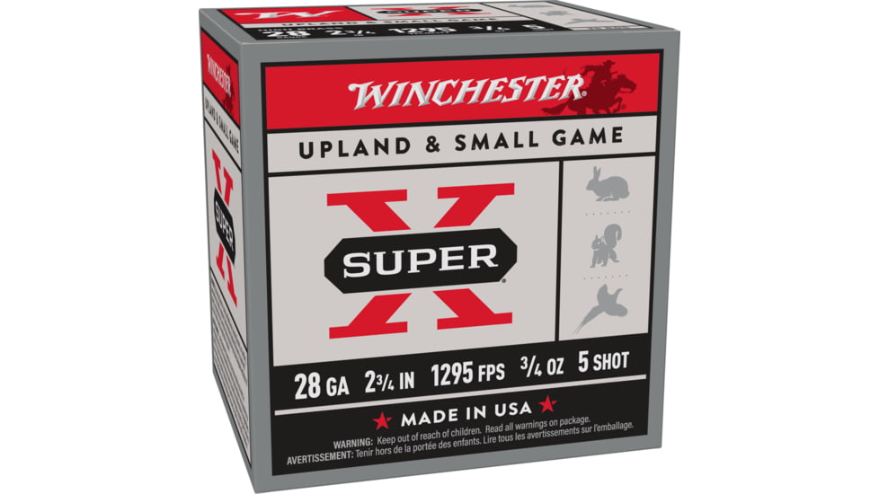 Winchester Super-X Shotshell 28 Gauge 3/4 oz 2.75in Centerfire Shotgun Ammo, 25 Rounds, X285