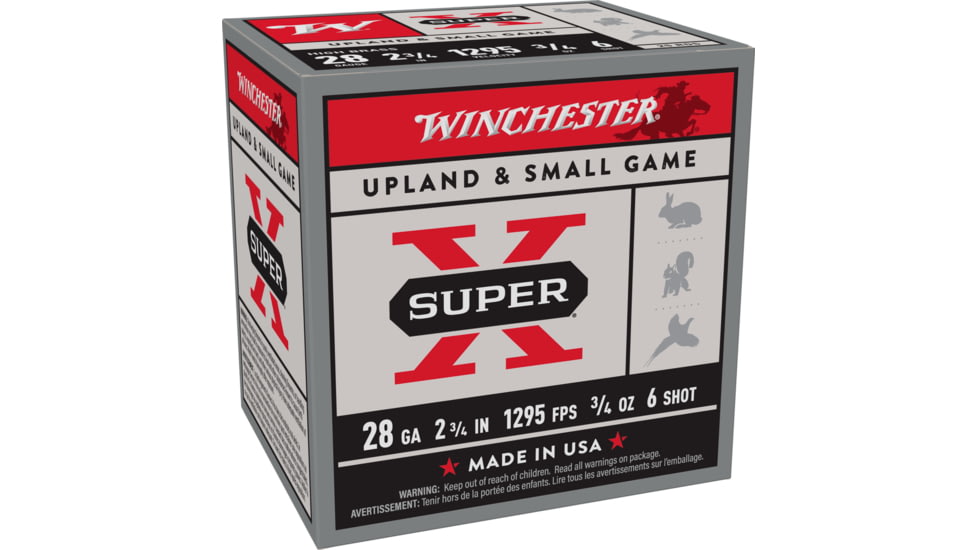 Winchester Super-X Shotshell 28 Gauge 3/4 oz 2.75in Centerfire Shotgun Ammo, 25 Rounds, X286