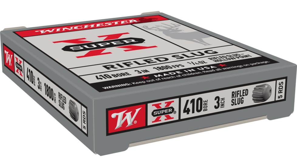 Winchester Super-X Shotshell 410 Bore 1/4 oz 3in Centerfire Shotgun Slug Ammo, 5 Rounds, X413RS5