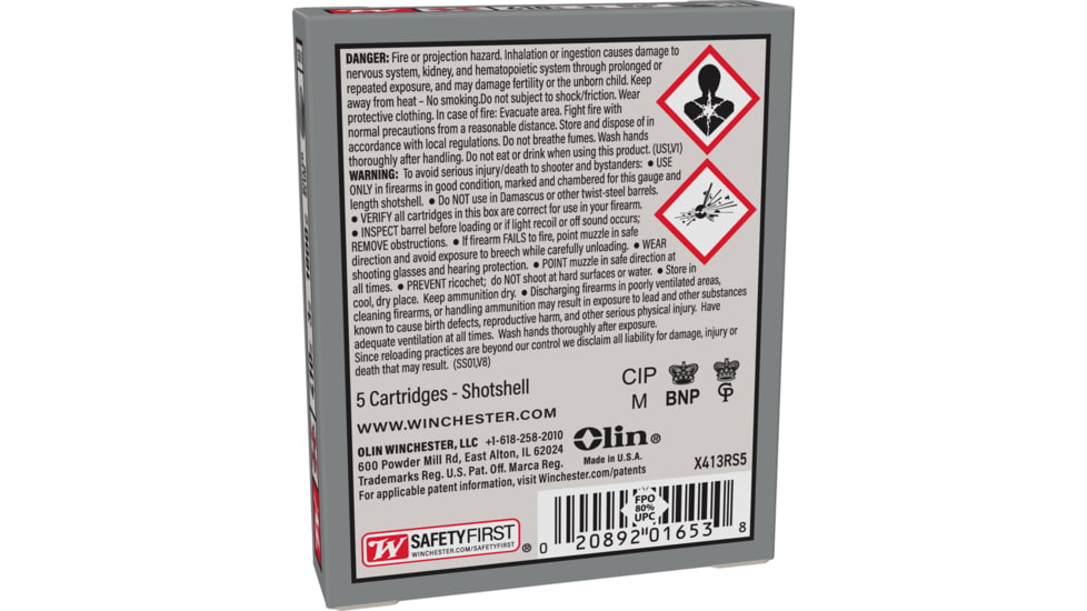Winchester Super-X Shotshell 410 Bore 1/4 oz 3in Centerfire Shotgun Slug Ammo, 5 Rounds, X413RS5