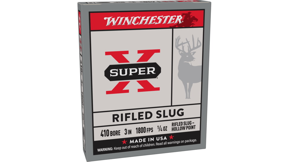 Winchester Super-X Shotshell 410 Bore 1/4 oz 3in Centerfire Shotgun Slug Ammo, 5 Rounds, X413RS5