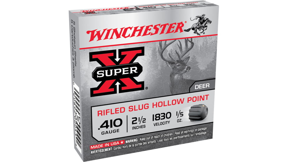 Winchester Super-X Shotshell 410 Bore 1/5 oz 2.5in Centerfire Shotgun Slug Ammo, 15 Rounds, X41RS5VP
