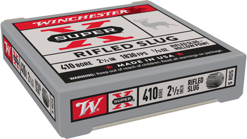 Winchester Super-X Shotshell 410 Bore 1/5 oz 2.5in Centerfire Shotgun Slug Ammo, 5 Rounds, X41RS5