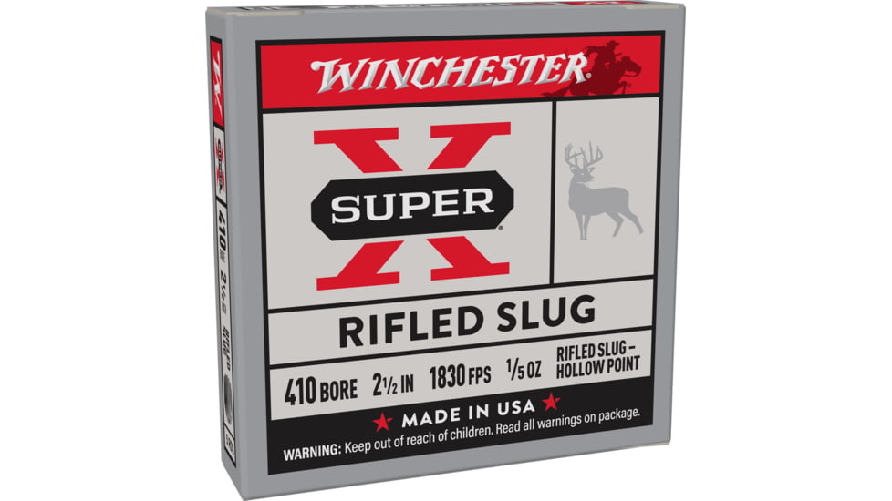 Winchester Super-X Shotshell 410 Bore 1/5 oz 2.5in Centerfire Shotgun Slug Ammo, 5 Rounds, X41RS5