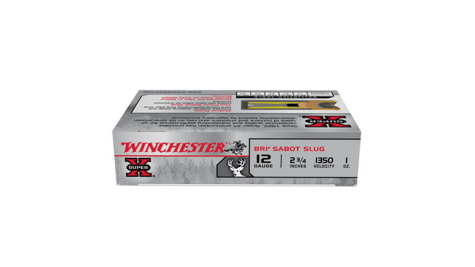 Winchester Super-X Shotshell BRI 12 Gauge 1 oz 2.75in Centerfire Shotgun Slug Ammo, 5 Rounds, XRS12