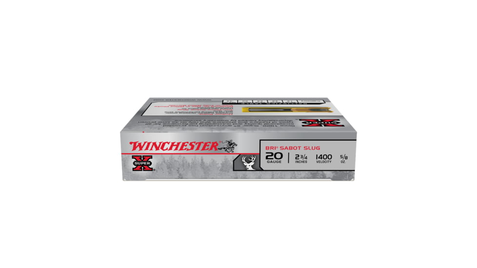 Winchester Super-X Shotshell BRI 20 Gauge 5/8 oz 2.75in Centerfire Shotgun Slug Ammo, 5 Rounds, XRS20
