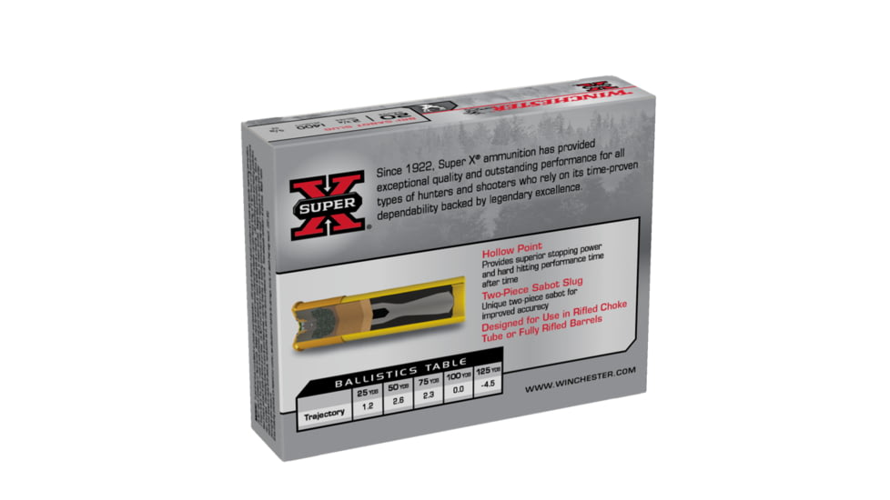 Winchester Super-X Shotshell BRI 20 Gauge 5/8 oz 2.75in Centerfire Shotgun Slug Ammo, 5 Rounds, XRS20