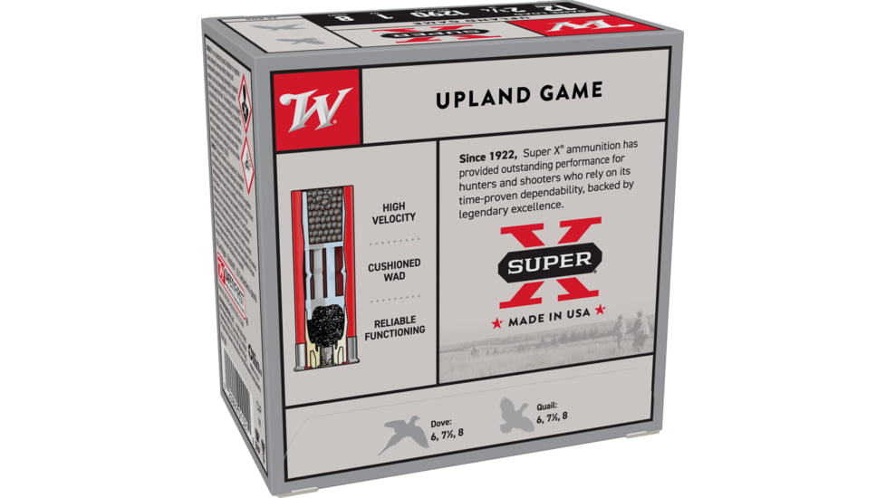 Winchester Super-X Upland 12 Gauge 1oz 2.75in Size 8 Centerfire Shotgun Ammo, 25 Rounds, XU128