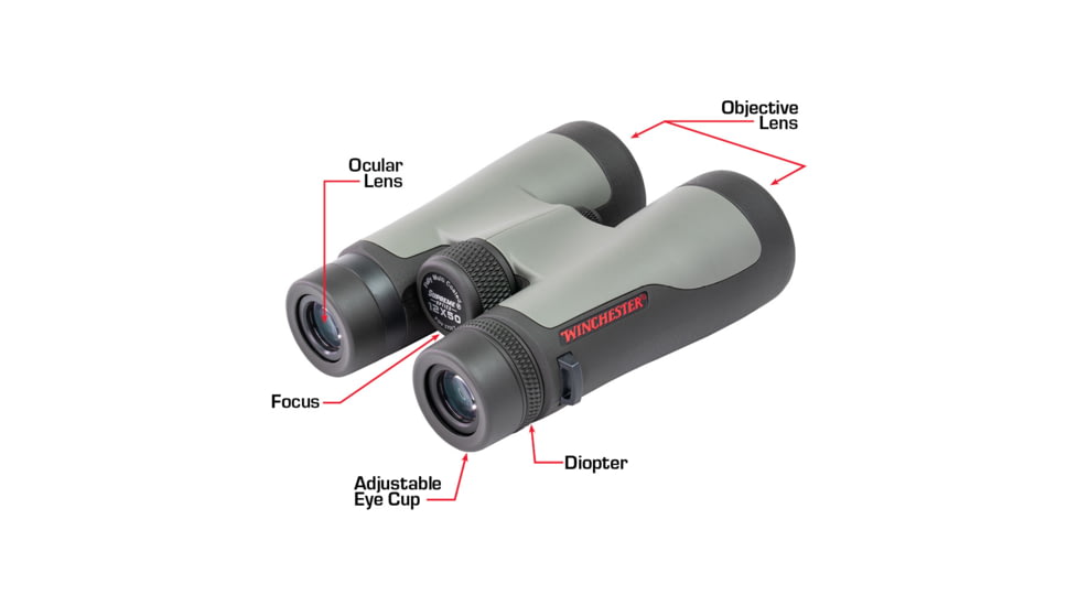 Winchester Supreme Optics 10x42mm Roof Prism Binocular, Black/Gray, W12-1042
