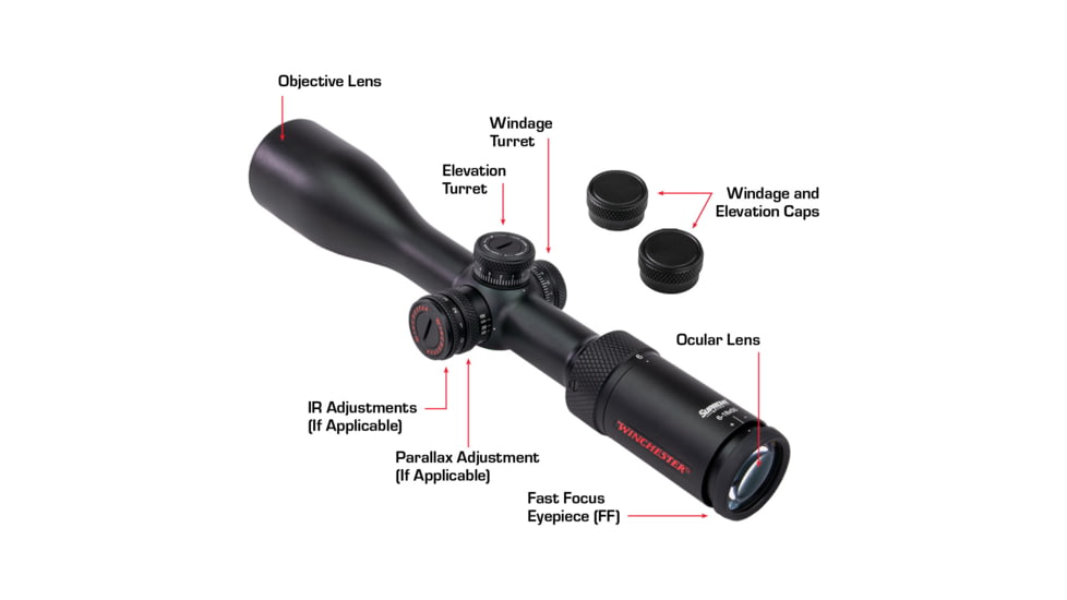 Winchester Supreme Optics 2-7x32mm 1 inch Tube Rifle Scope, Second Focal Plane, Plex Wire Reticle, Black, 2-7x32