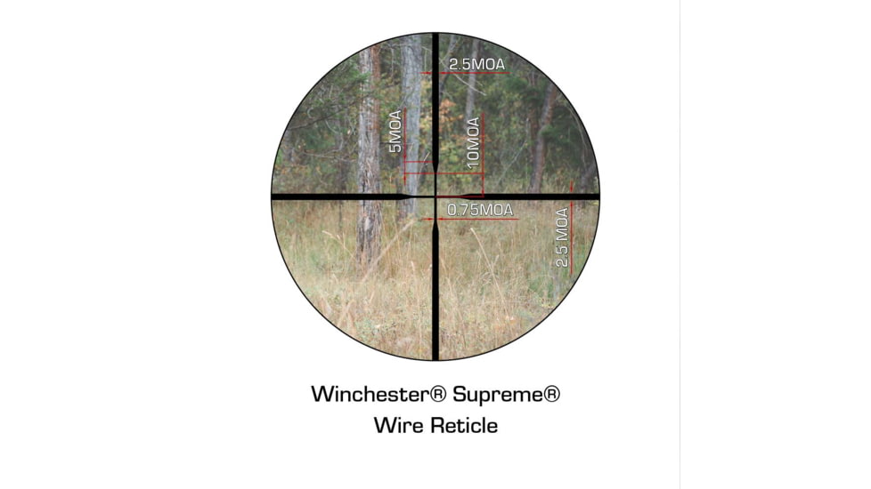 Winchester Supreme Optics 2-7x32mm 1 inch Tube Rifle Scope, Second Focal Plane, Plex Wire Reticle, Black, 2-7x32