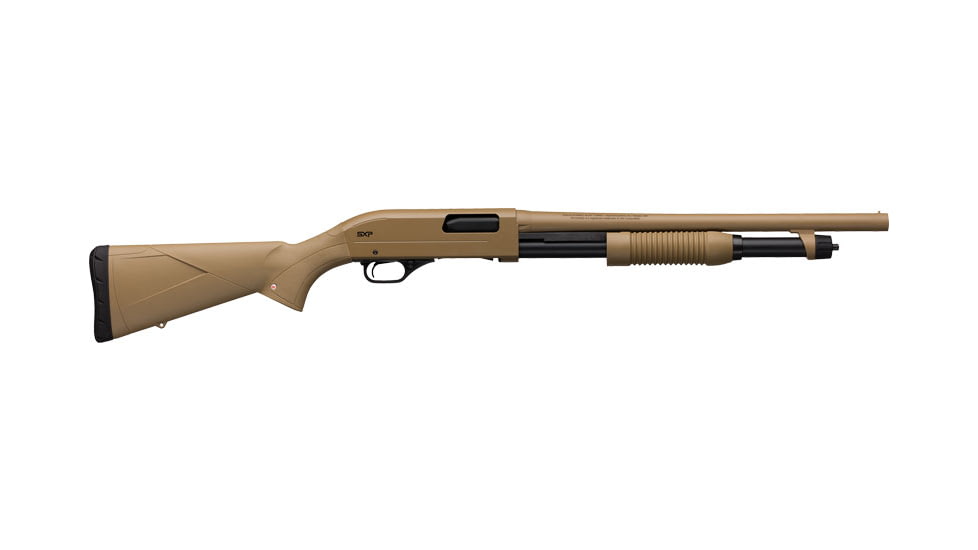 Winchester SXP Defender 3in Field Pump Shotgun, 12 Gauge, 18in BBL, Synthetic FDE Stock, Front Bead Sight, FDE, 512337339