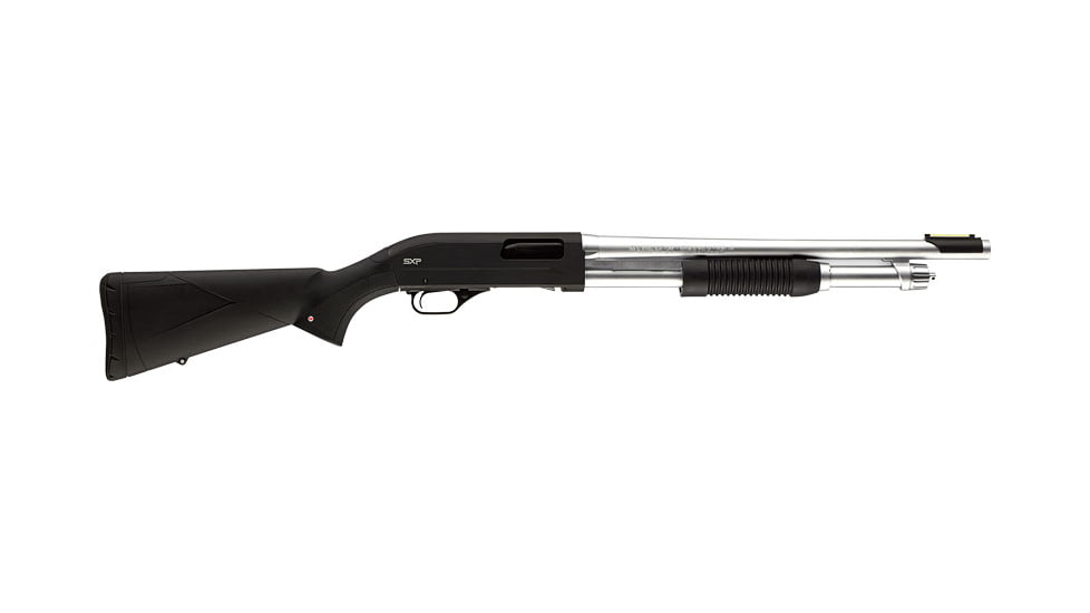 Winchester SXP Marine Defender Chrome 3in Monte Carlo Pump Shotgun, 20 Gauge, 18in BBL, Synthetic Black Stock, Chrome Bi-Tone, 512268695