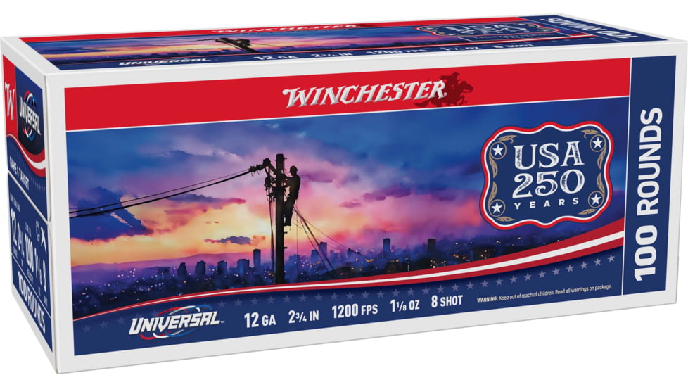 Winchester Universal Light Target 12 Gauge 1 1/8 oz 2 3/4 in Shotgun Ammo, #8, 100 Rounds, 1103460