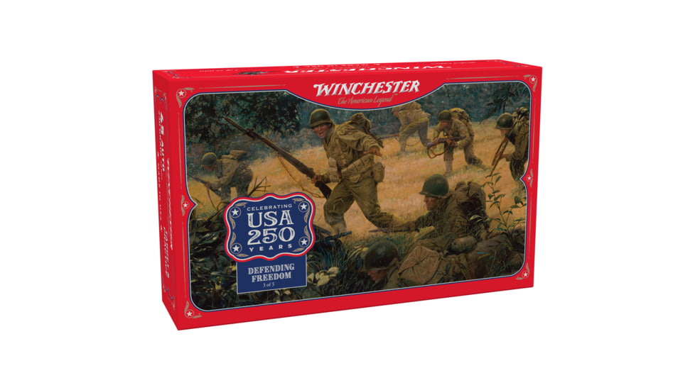 Winchester USA 250Th Anniversary .45 ACP 230 Grain Full Metal Jacketed Brass Cased Pistol Ammunition, 50 Rounds, USA45250