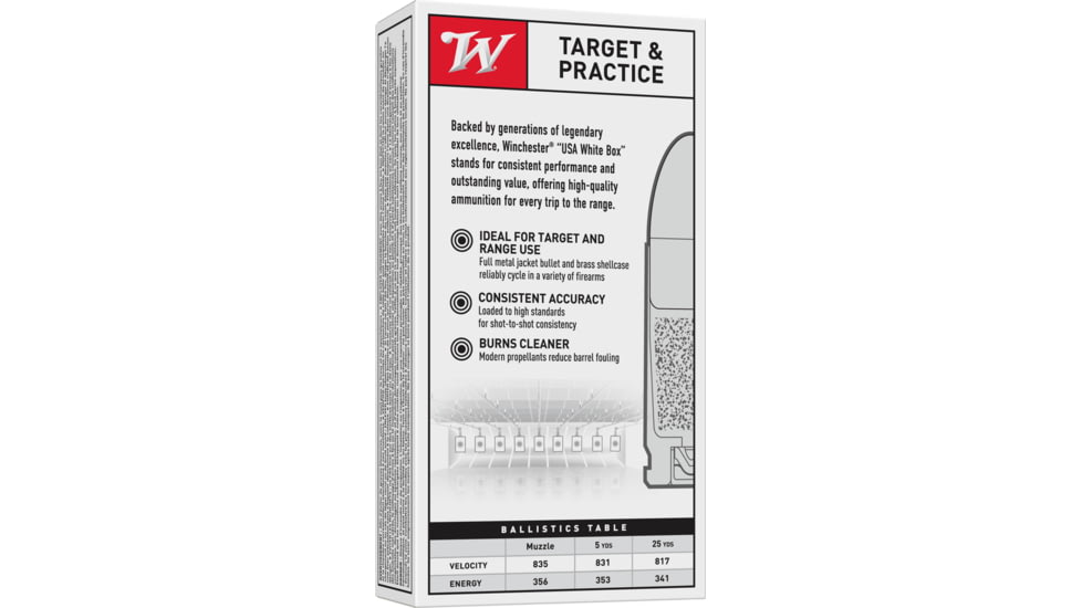 Winchester USA, .45 ACP, 230 Grain, FMJ, Brass Case, Centerfire Pistol Ammo, 50 Rounds Box, Q4170