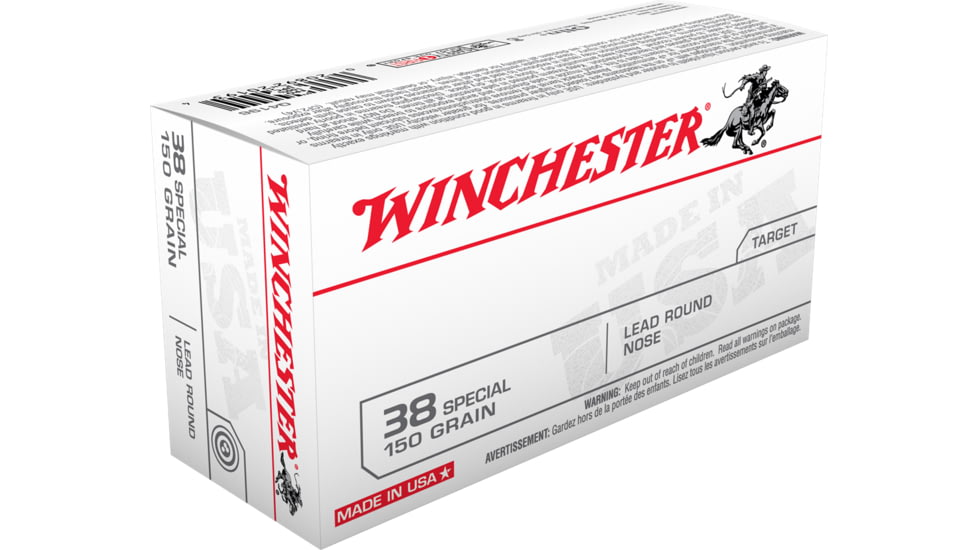 Winchester USA Handgun .38 Special 150 grain Lead Round Nose Centerfire Pistol Ammo, 50 Rounds, Q4196