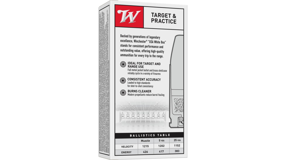Winchester USA Handgun .38 Super 130 grain Full Metal Jacket Centerfire Pistol Ammo, 500 Round