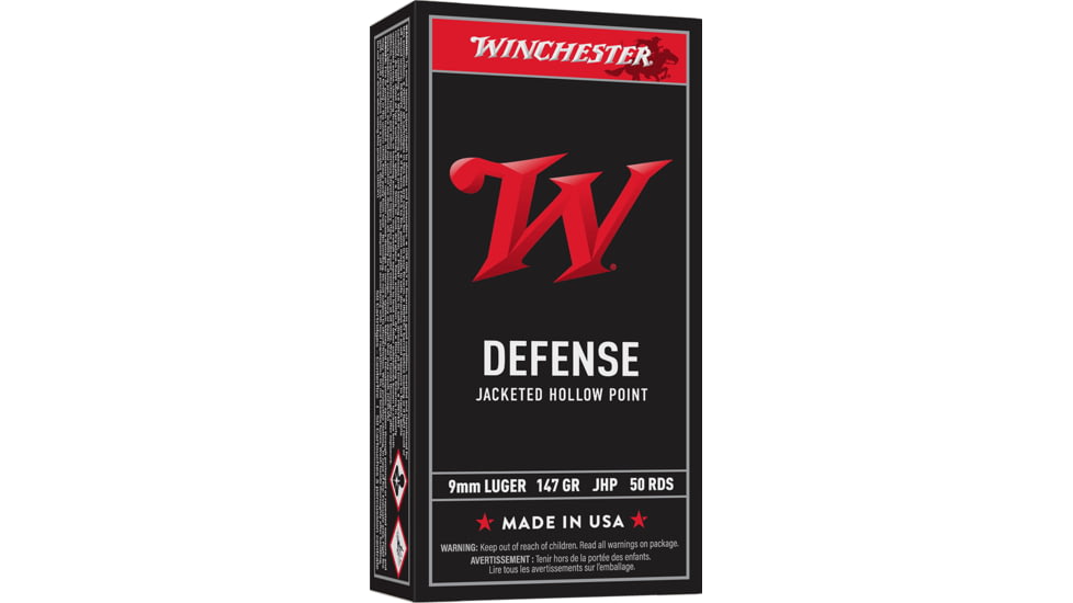 Winchester USA Handgun 9 mm Luger 147 grain Jacketed Hollow Point Centerfire Pistol Ammo, 50 Rounds, USA9JHP2