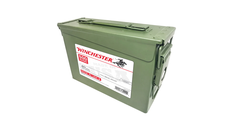 Winchester USA Handgun, .40 S&amp;W, 165 grain, Full Metal Jacket, Brass, Centerfire Pistol Ammo, 500 Rounds, USA40AC