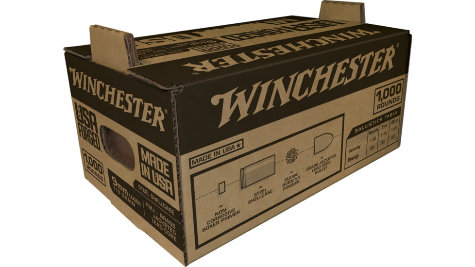 Winchester USA Handgun FORGED 9 mm Luger 115 grain Full Metal Jacket Steel Cased Centerfire Pistol Ammo, 1000 Rounds, WIN9SK